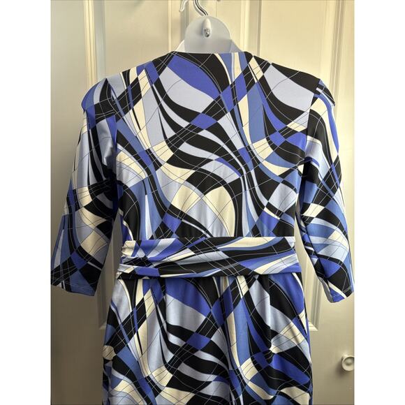 J Mclaughlin Women's Dress Size Large Navy White Geometric Print Catalina Cloth - Picture 8 of 11